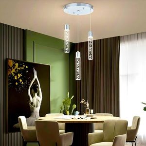 3 Light LED Cylinder Crystal Bubbles Chandelier